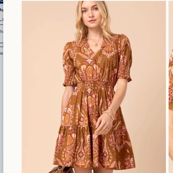 Spartina 449 Lavern Poplin Dress Mercer House Damask Brown size XS. NWT!!! - Picture 1 of 8